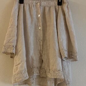 Saks Fifth Avenue Tan Lace Button Shirt